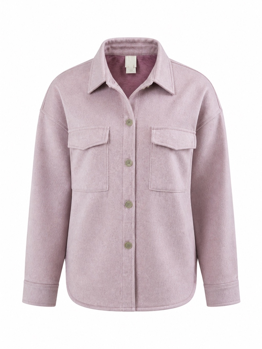 Pale Pink Fleece Button-Front Shacket Jacket - H&M XXL